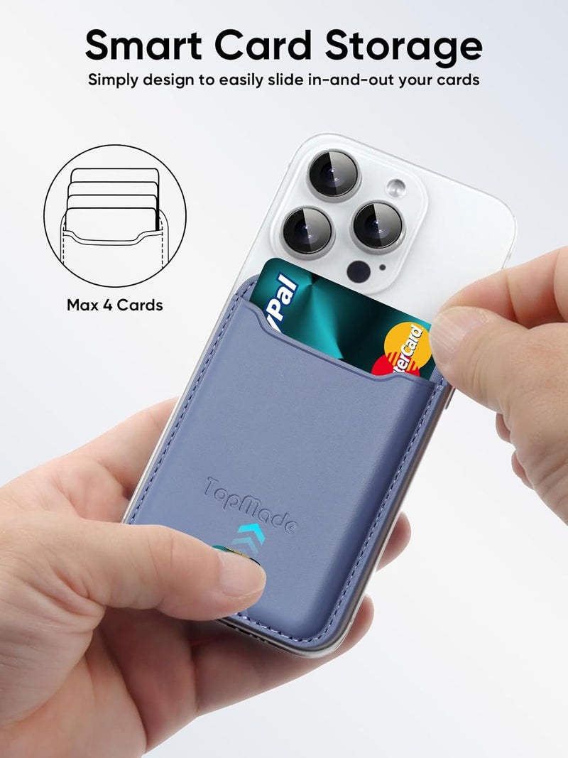 TopMade Phone Card Holder, Premium Leather Phone Wallet Stick on, Stronger 3M Adhesive Credit Card Holder for Back of Phone Case, iPhone, Samsung, and Android, RFID Blocking, Fit 4 Cards, Lavender - Image 3